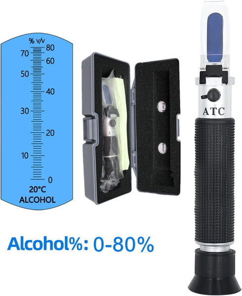 VGVGV 0-80% Brix Refractometer, Alcohol Refractometer Handheld ATC Spirits Tester Meter Alcoholometer Detector Monitor