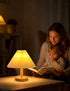Buroraix 2-Piece Small Table Lamp with Modern Style Wooden Base, Suitable for Bedside Tables in Bedrooms, Living Rooms