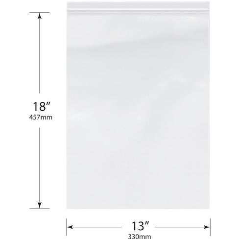 Plymor 13" x 18" Zipper Reclosable Plastic Bags, Pack of 100, 2 Mil