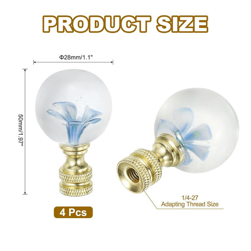 PATIKIL 1/4-27 4Pcs Lamp Finial Cap for Lampshade Harp Top, Cap Nut Screw Cap Knob Clear Flower Ball Shaped Glass Lamp