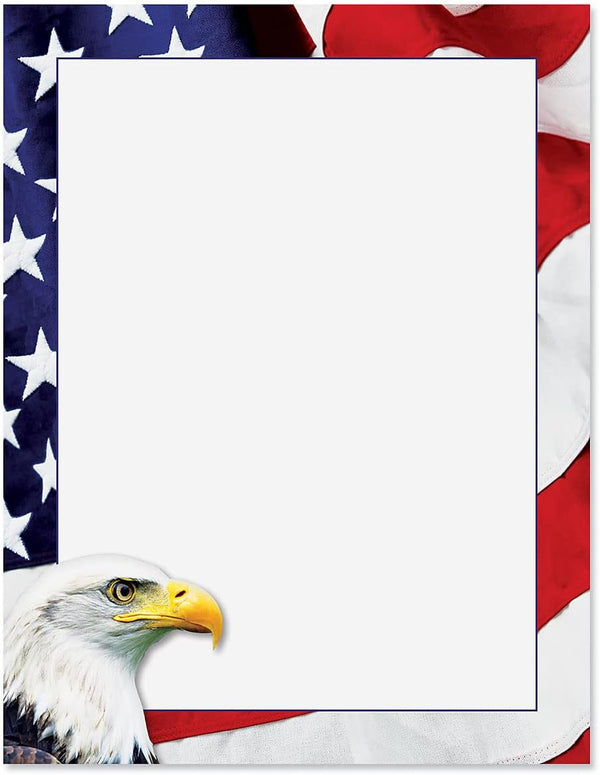 American Eagle Patriotic Letter Papers - Set of 25, American Flag stationery