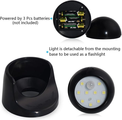 Superdream 360 Closet Battery Powered Motion Sensor Light Detector Stick-On Wall Sconces Indoor Outdoor Security Night