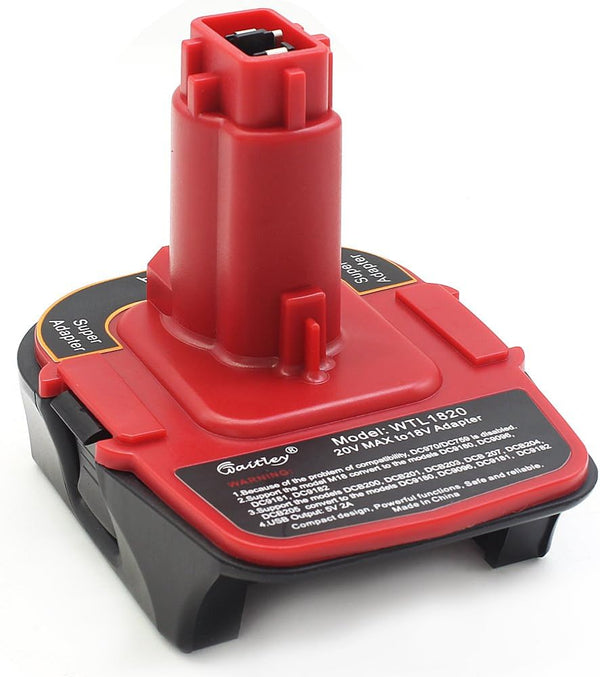 waitley Battery Adapter for Dewalt DCA1820 18V-20V Converter with USB Port, Compatible with DC9096 DE9096