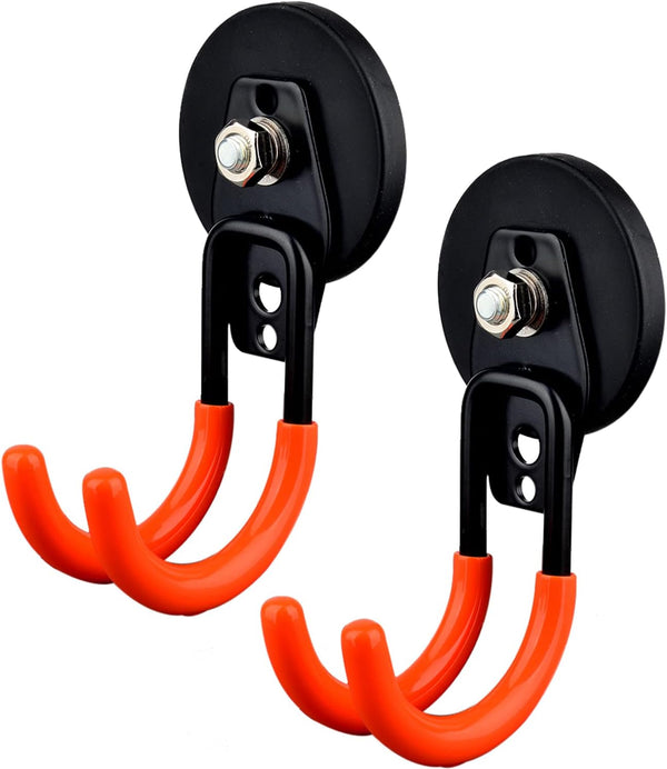 MUTUACTOR Heavy Duty Magnetic Hooks, Strong Anti-Slip Rubber Coated Utility Storage Hooks for Workbench (2PCS, J-Shape,