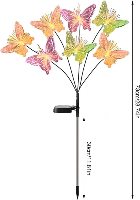 7 Solar Outdoor Lights Butterflies Solar Garden Lights Ground Plug Decorative Lights for Yard, Landscape Lighting Spot