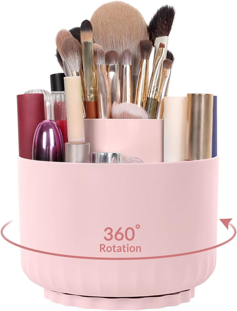 SKYDUE Rotating Makeup Organizer, Dual-Purpose Desk Organizer for Cosmetics & Pens, 5 Slots Pencil Cup for Office, Home
