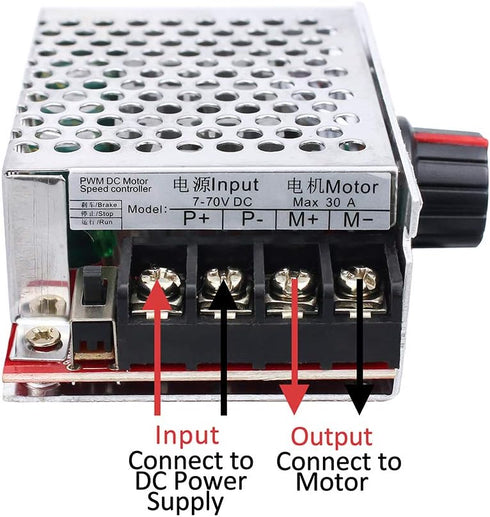KeeYees 7-70V 30A PWM DC Motor Speed Controller Switch for 12V 24V 36V 48V with 30 Amp Fuse