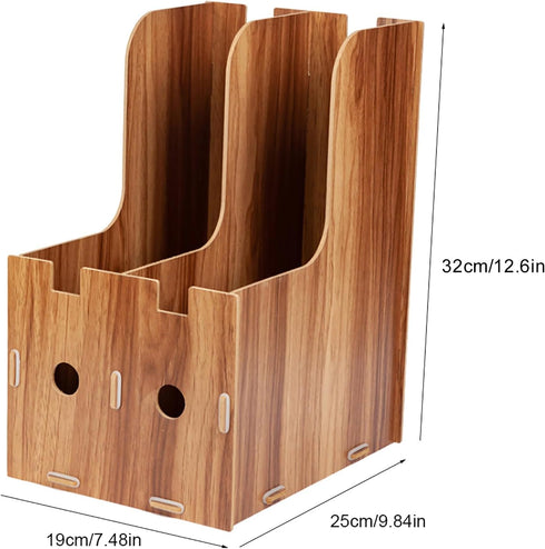 MUNEFE Desk File Sorter Organizer, Wooden Desk Organizer, Magazine Book File Stand Organizer, Desktop Bookshelf Storage