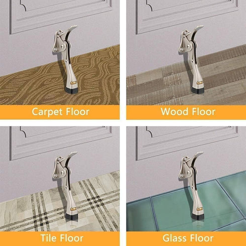 Gotega 4 Pack Kickdown Door Stopper with Adjustable Height and Rubber Tip, 4 Inches, Antique Bronze