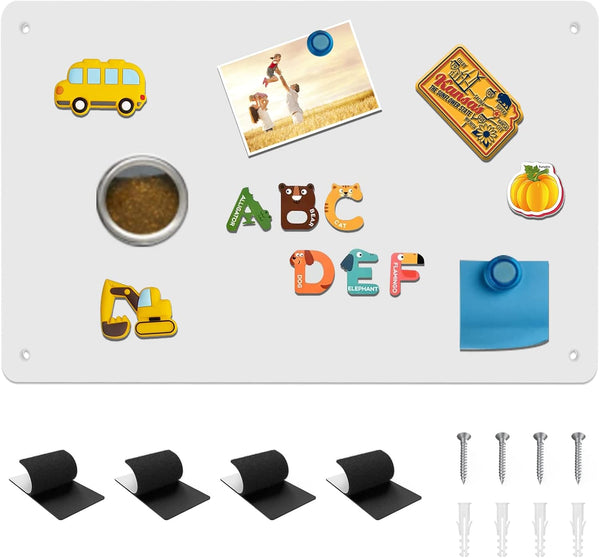 Magnetic Board, 17.1" x 11.8" Magnet Display for Wall, Refrigerator, Compartment, Cabinet with Dual Lock Tape for Easy