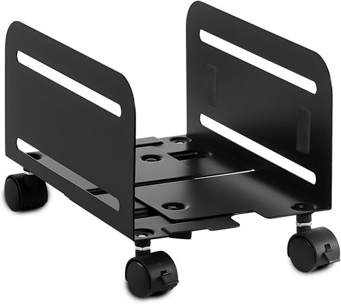 Mount-It! Computer Tower Stand, Adjustable Mobile CPU Stand with Wheels, Heavy-Duty Steel Rolling