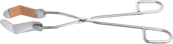Eisco Labs Safety Flask/Beaker Tongs, Stainless Steel, Cork Lined Jaws, 12" Length