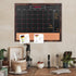 Chalkboard Calendar and Bulletin Combo Board, 18" x 22", Brown Wooden Frame, Magnetic, Perfect for Office, Home School,