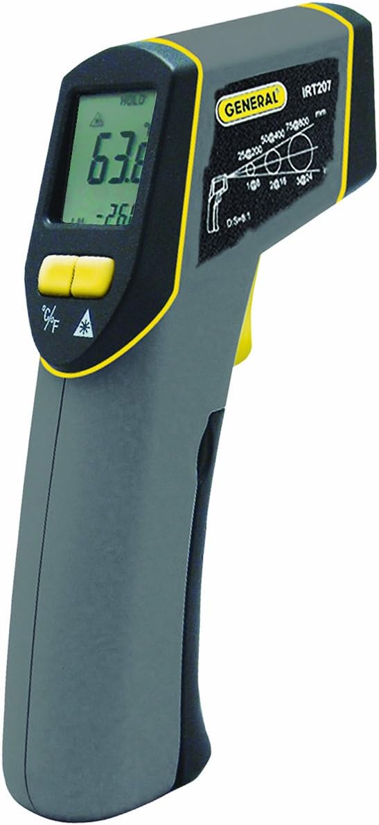 General Tools Non-Contact Digital Laser Temperature Gun, -4 to 608 degrees F, for Cooking, BBQ, Food, Fridge
