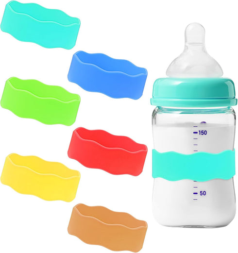 FRCTLNKG 8 Pcs Bottle Labels Daycare Reusable, Silicone Name Bands for Water Bottles