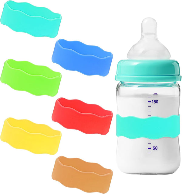 FRCTLNKG 8 Pcs Bottle Labels Daycare Reusable, Silicone Name Bands for Water Bottles