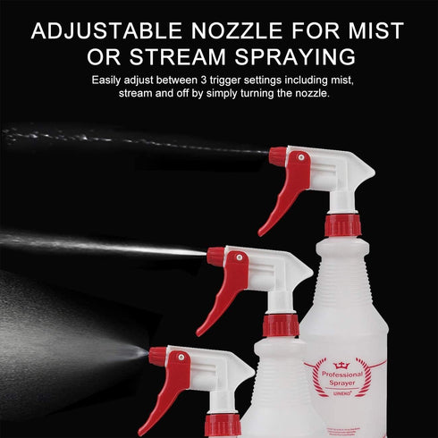 Plastic Spray Bottle 4 Pack, 32 Oz Heavy Duty Leak Proof Mist Empty Water Bottle for Cleaning, Planting, Pet