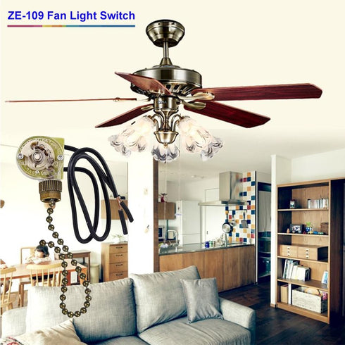 Zing Ear ZE-109 E89885 Ceiling Fan Light Switch, Two-Wire Light Switch with Pull Chain for Hunter Ceiling Fans, 2 Pack