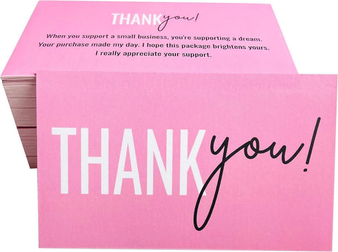 RXBC2011 2x3.5 Inch Pack 450 Thank You for your support Cards Handwritten Lettering Design Thank you small business