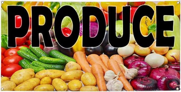 Fastasticdeals Vinyl Banner Multiple Sizes Produce Restaurant & Food Outdoor Weatherproof Industrial Yard