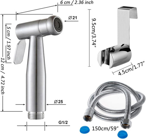 3 Pack 150 cm Handheld Sprayer, Cloth Diaper for Baby Wash Includes Metal Hose and Holder - Excluding T-Type valves
