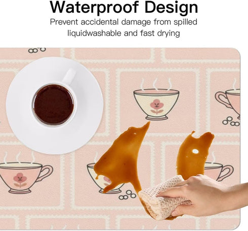 Generic 35. 4" 16. 5" Cute Cups Desk Mat Multifunctional Table Protector Pad, Waterproof Dual Sided Desk Mat