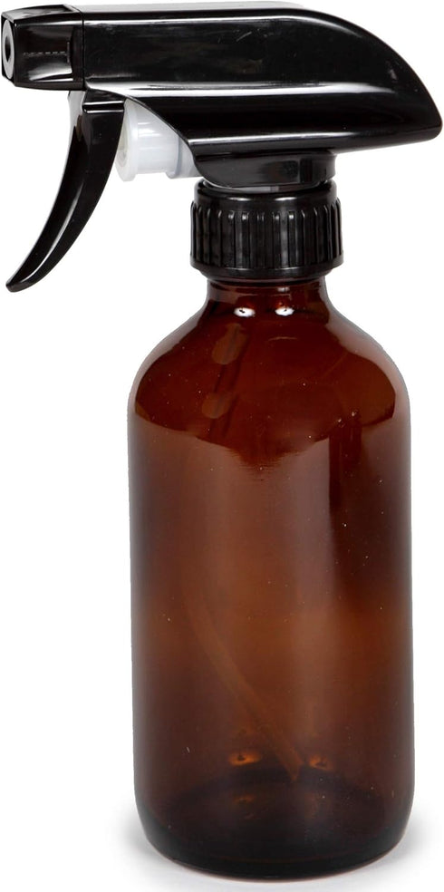 Vivaplex 6 Large 8 oz Empty Amber Glass Spray Bottles with Black Trigger Sprayers