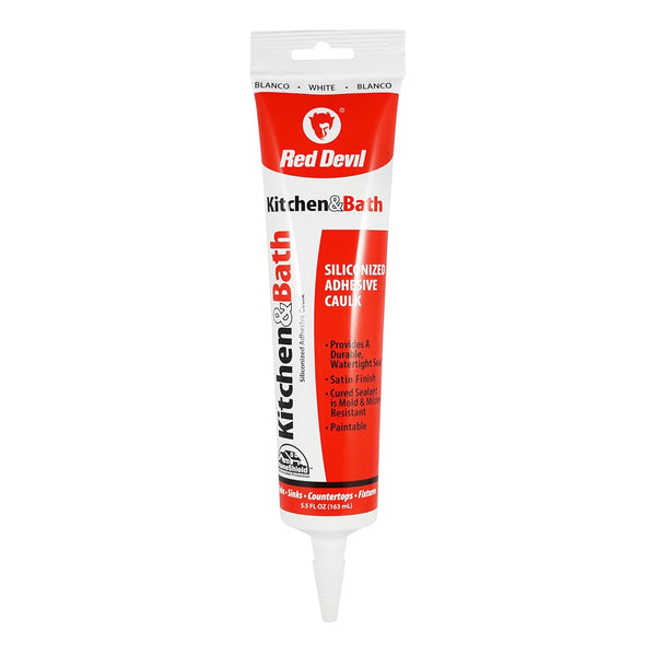 Red Devil 0405 Silicone Acrylic Caulk & Sealant, 100% Waterproof, White, 5.5 oz, Made in USA