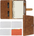 FYY Leather A6 Binder - 6 Ring Binder Notebook, Refillable Notebook A6 Planner Binder with Binder Pockets, A6 Dividers,
