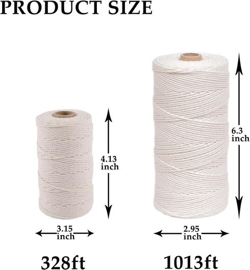 328ft Butchers Cotton Twine String - 2mm Cooking Twine Food Safe for Bakers, Meat, and Crafting