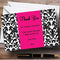 The Card Zoo Black, White & Pink Damask Personalized Party Thank You Cards