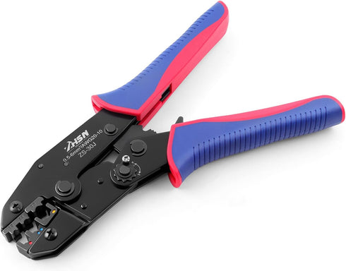 Zhushan Ratcheting Electrical Wire Crimper, 30J Crimping Tool for Insulated Terminals, Ratchet Terminal Crimper