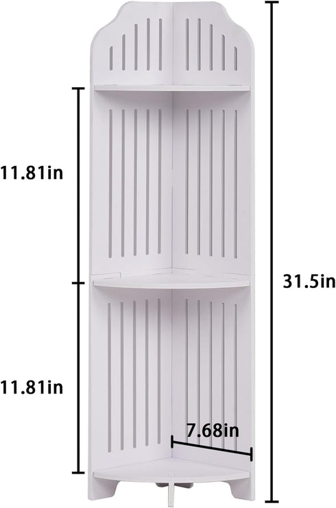 3-Tier VECELO Bathroom Shelves for Narrow Space, Modern Corner Shelf Stand,Small Storage Organizer for Bathroom,Toilet