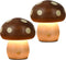 LONRISWAY 2Pack Wood Small Mushroom Table Lamp, LED Rechargeable Cordless Touch Bedside Lamps,