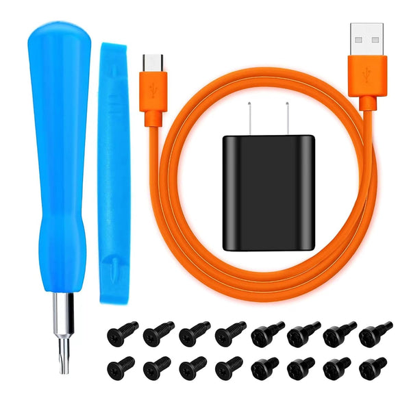 Fast Wall Charger with Charging Cable Cord Orange & Replacement Ring Doorbell Screwdriver Blue Screw Kit