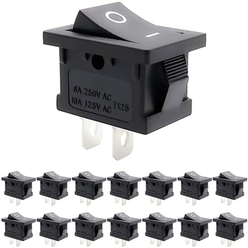 15 Pcs AC 6A/250V 10A/125V Mini Boat Rocker Switch, SPST On/Off Round Toggle 2 Pin Snap