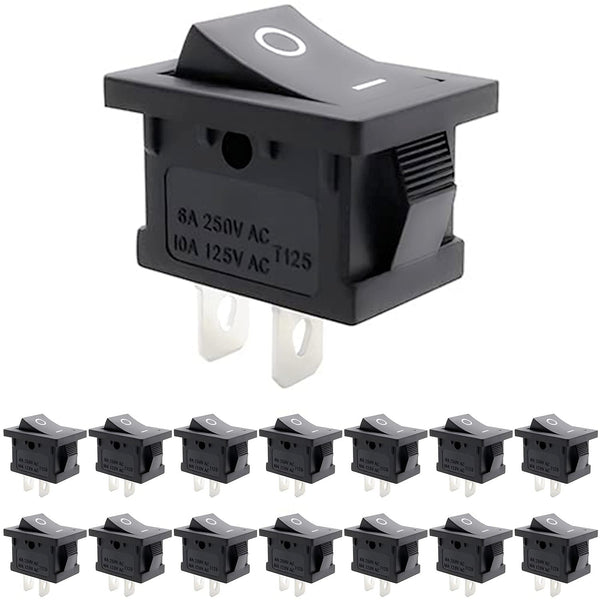 15 Pcs AC 6A/250V 10A/125V Mini Boat Rocker Switch, SPST On/Off Round Toggle 2 Pin Snap
