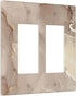 Rose Gold Brown Marble Light Switch Cover, 2 Gang Double Rocker Wall Plate for Bathroom Kitchen Decor