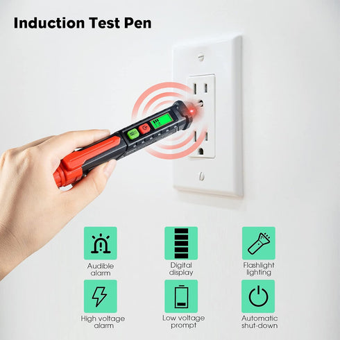 WGGE AC Voltage Tester, Non-Contact Voltage Tester with Dual Range AC 12V-1000V, LCD Display, Buzzer Alarm