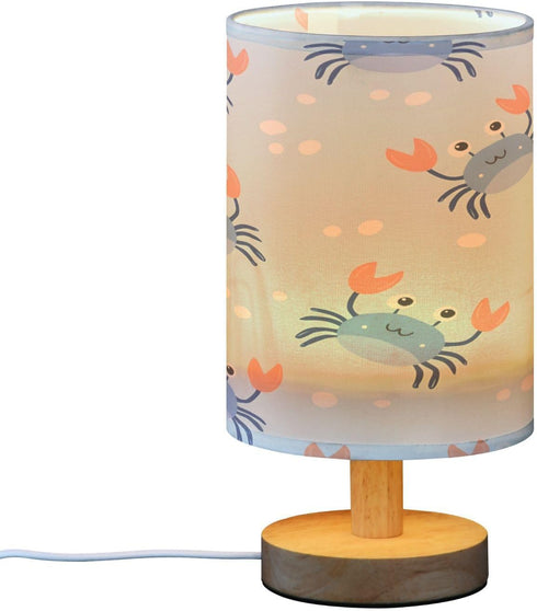 ALAZA Cute Blue Crab Bedside Table Lamp with USB Port for Bedroom Nightstand Lamps Night Light Linen Fabric Shade