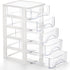 Hedume Clear Desktop Drawer, 5 Drawer Storage Unit, White Frame with Clear Drawers, Drawer Unit