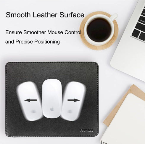 Leather Mouse Pad - Double Side Wood Mouse Pad, Waterproof Ultra Thin with Stitched Edge, 10.2 x 8.3 Inch, 1 Pack
