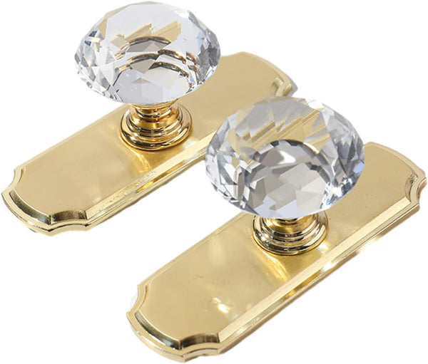 PILYON Kitchen Cabinet Knobs 2 Pack Crystal Handle Gold Zinc Alloy Bedside Table