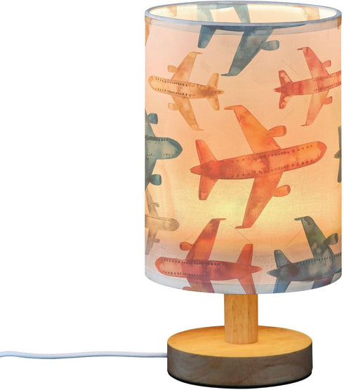MFTJYO Bedside Table Lamp Rainbow Airplane Childish Doodle Table Lamp for Bedroom Nightstand Lamp with USB Port LED