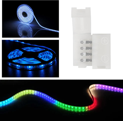 DORHEA 12Pcs 4 10mm/0.39in 5050 LED Strip Connectors Pin Connector Wide LED Tape Light Clips Lights Adapter Connectors