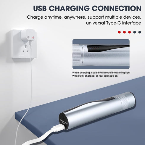 Fiber Tester 5Km Visual Fault Locator with Li-ion Battery and USB Type-C Charge, Includes FC to LC Adapter