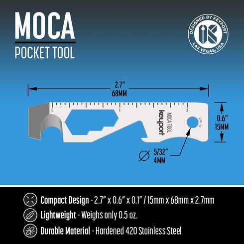 Keyport MOCA 10-in-1 Keychain Multitool, Stainless EDC Multi Tool: Pry Bar, Bottle Opener, Screwdriver & More