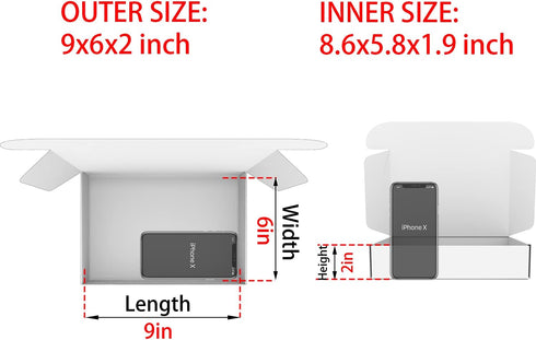 Small Black Shipping Boxes for Small Business, Pack of 25, 9x6x2 inches Cardboard Corrugated Mailer Boxes