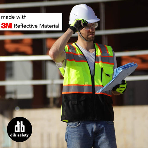 High Visibility Mesh Vest with Pockets and Zipper, ANSI Class 2, Made with 3M Reflective Tape, Yellow and Black