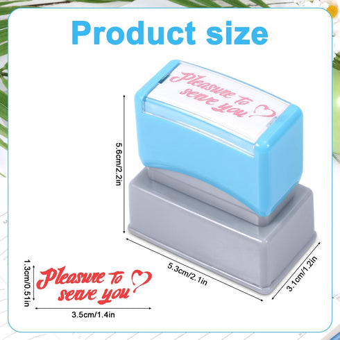 Gosknor 2 Pcs Pleasure to Serve You Stamps, Self Ink Stamp Personalized Custom Cute Server Stamps for Checks Square